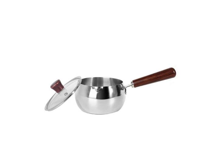 LuxusKollektion Milchtopf Milchtopf Edelstahl 1200ml Induktion Holzgriff