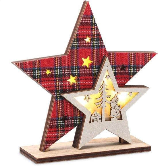 Houten LED kerstster met energiebesparende verlichting voor sfeervolle decoratie