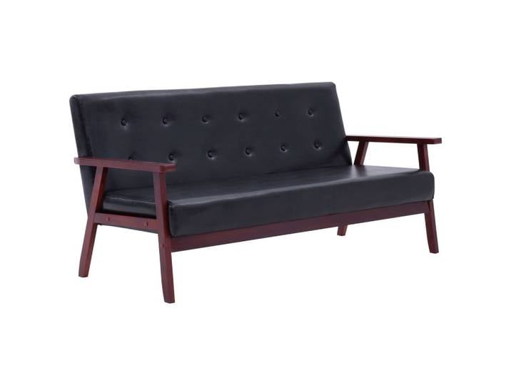 vidaXL Sofa Sofa 3-Sitzer Schwarz Kunstleder