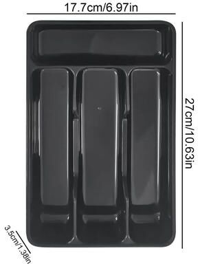 Uplift Picks Compact Silverware Organizer Four Compartment Flatware Holder black