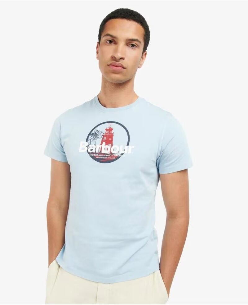 Camiseta Barbour Break Graphic-Print Light Blue L Hombre