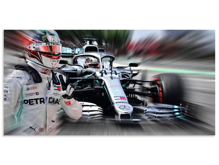 Wandbild ARTLAND Weltmeister Sir Lewis Hamilton , silber (farbe bild(er): farbig), B:40cm H:20cm, Alu Dibond, Bilder, Wandbild, als Alubild, Leinwandbild, Poster, Wandaufkleber in verschied. Grössen