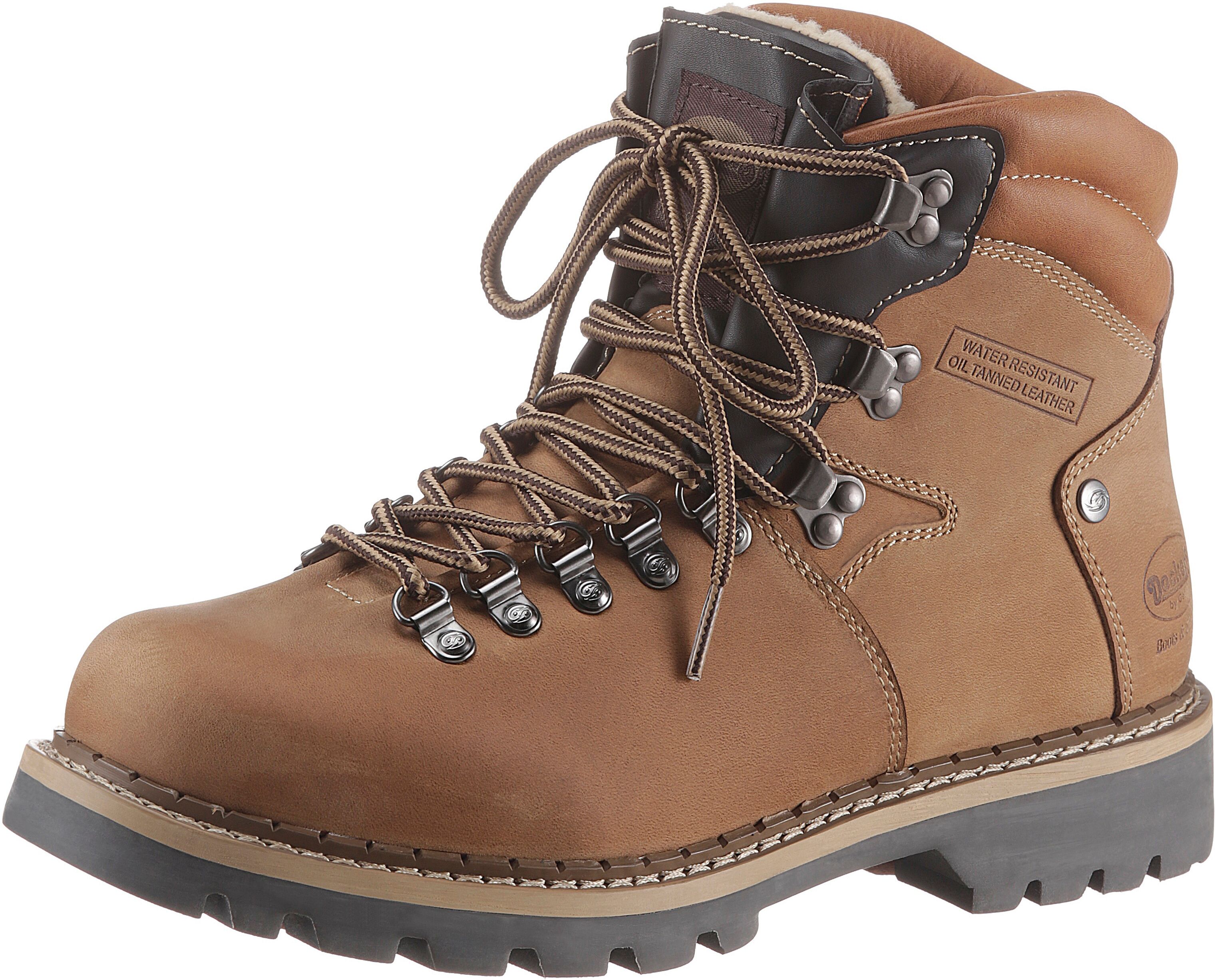 Schnürboots DOCKERS BY GERLI, Herren, Gr. 42, Warmfutter, braun (stone), Leder, Schuhe Schnürboots stone 42, Warmfutter