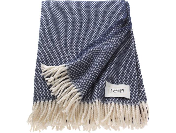 Wohndecke Zen, Fransen, Kuscheldecke , blau (marine), B:140cm L:200cm, Baumwolle, Polyacryl, SCHÖNER WOHNEN-KOLLEKTION, Wohndecken, Wohndecke, mit Fransen, Kuscheldecke