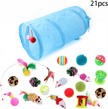 Inspire Picks Rainbow Hide Collapsible Cat Tunnel Toy For Indoor Cats t9
