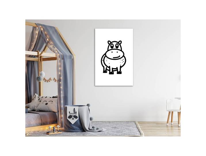 Wandbild Friendly Hippie Leinen Schwarz/Weiß 40 x 60cm