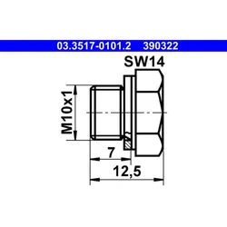 Verschlussschraube Hauptbremszylinder ATE 03.3517-0101.2 (10 Stk.) für Audi VW