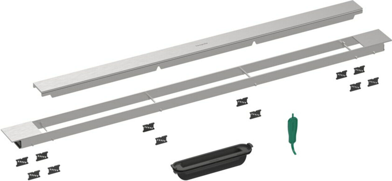 Hansgrohe RainDrain Match + Duschrinne 1200mm, mattschwarz, Fertigset (56218670)