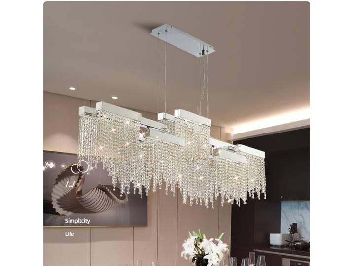 Lustre en cristal K9 de luxe postmoderne, acier chromé, luminaires LED, salle à manger, salon, maison