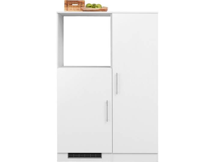 Küchenzeile, Holzwerkstoff, Weiß Glanz, 110×85×57 cm, Modulküche mit Back-/Kühlmodul, Cali