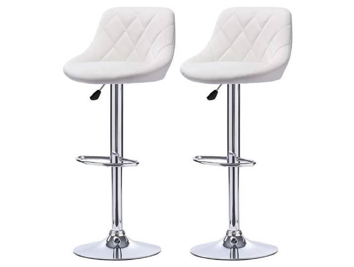 Tabouret de Bar en Simili Blanc avec Dossier Repose-Pied - 2pcs
