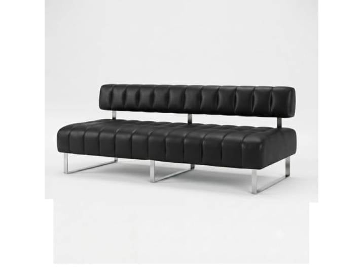 Sofa für den Empfangsbereich, Lobbybank, Wartezimmer, Bürositzmöbel Lobby-Sitzmöbel mit Metallgestell, mit Kunstleder gepolsterte Ottomane für Hotels, Banken(Black,39.4in/100cm)