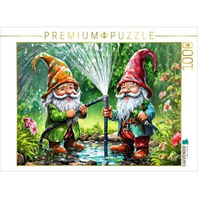 CALVENDO Puzzle Wasserschlacht im Wichtelland | 1000 Teile Lege-Größe 64x48cm Foto-Puzzle für glückliche Stunden