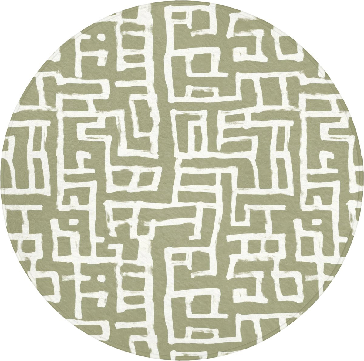 Ronde badmat met grafisch patroon in het groen, antislip, Diameter: 70 cm