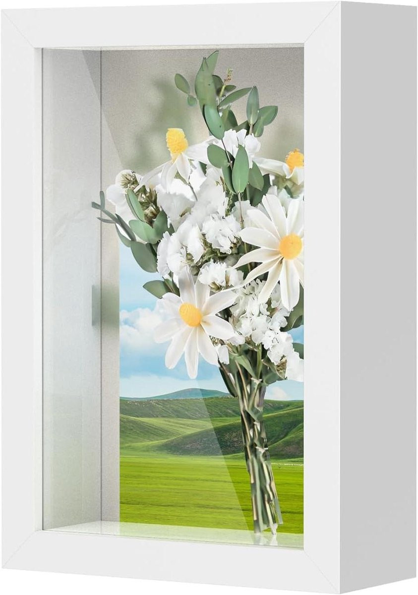 3D Fotolijst met onbreekbaar glas in wit, 10x15 cm