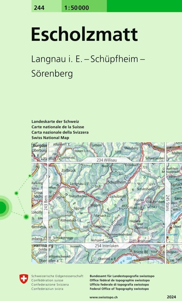 Carte topographique n° 244 - Escholzmatt (Suisse)   Swisstopo - 1/50 000