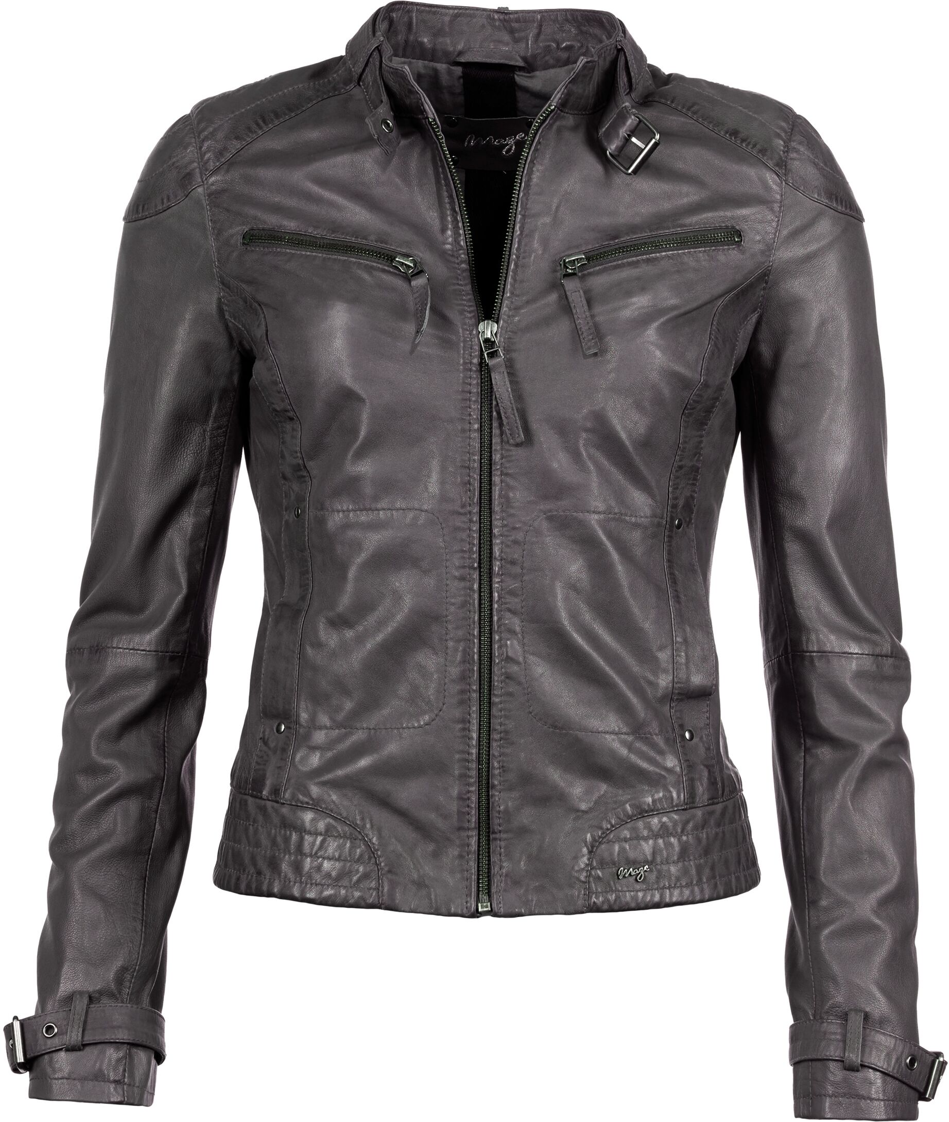 Lederjacke MAZE "Lederjacke 31Ryana", Damen, Gr. XXXL, grau, Jacken Lederjacke