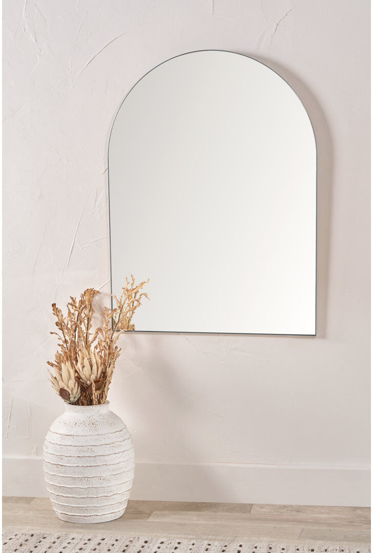 17 Stories Metal Arch Mirror Brushed Nickel 120cm H X 3cm D