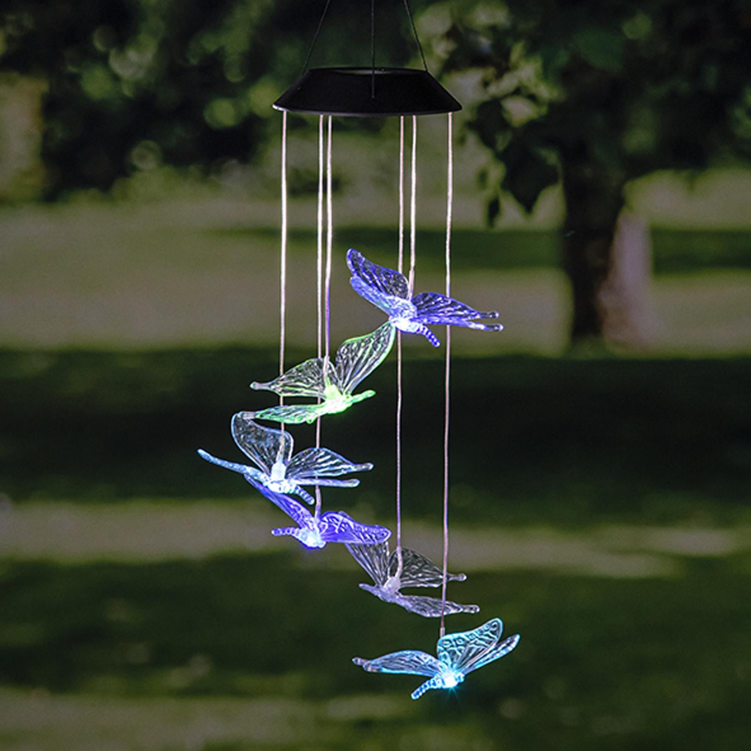 Mojawo LED Solar Windchimes Vlinder Tuinverlichting voor Tuin, Balkon of Terras
