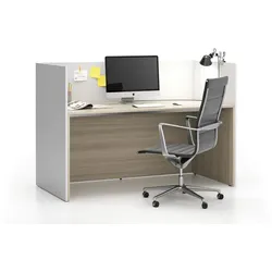 Büroschreibtisch-Set SEGMENT, mit Sichtschutz, Eiche natur/weiß