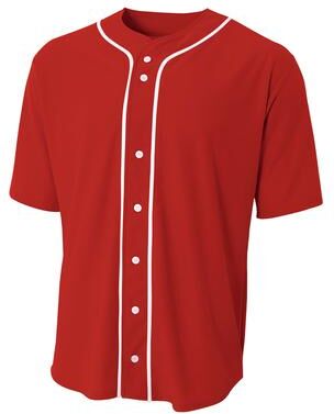 A4 N4184 Athletic Ss Full Button Baseball Top in Scarlet size XL   Cotton/Polyester Blend A4N4184