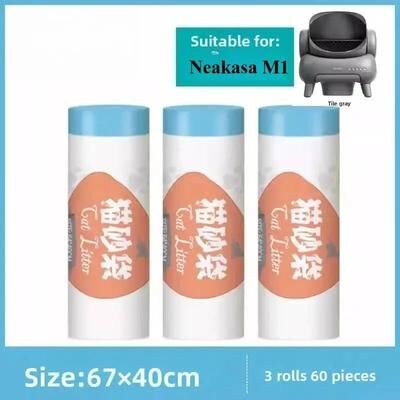 Inspired Living Neakasa M1 Compatible Heavy Duty Drawstring Litter Box Bags Thick Open Top Waste Liners 3 Rolls