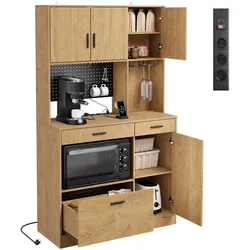 KÜCHENHOCHSCHRANK mit 3 Steckdosen, 2 USB und Dualmodus-LED 100×40×170 cm