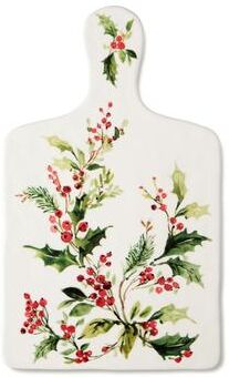 "Certified International Holly And Vines Ceramic Cheese Plate - 13"" L x 8.5"" W x 0.5"" H"