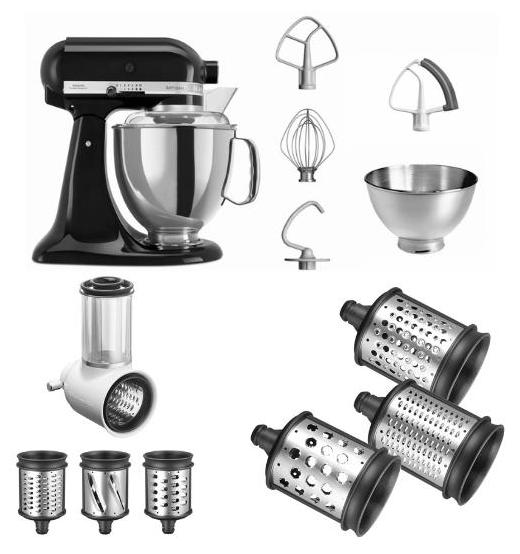KitchenAid 5KSM175PS mit Gemüseschneider und 3 Zusatztrommeln