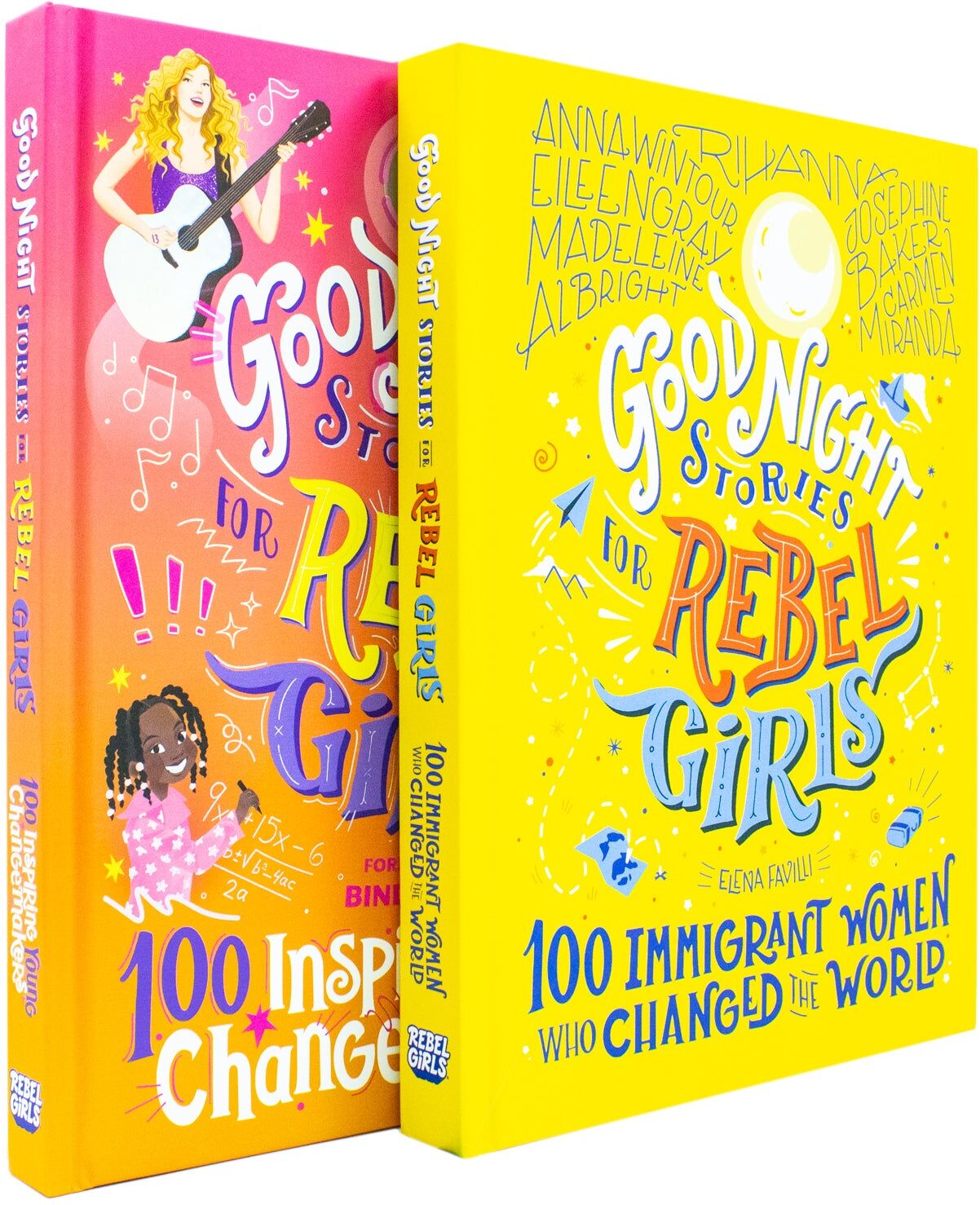 Good Night Stories for Rebel Girls 2 Books Collection Set (100 Inspiring Young Changemakers, 100 Immigrant Women who Changed the World)