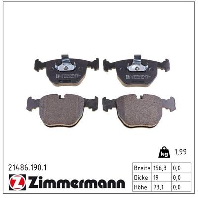 ZIMMERMANN Bremsbelagsatz, Scheibenbremse 21486.190.1 Vorderachse für BMW