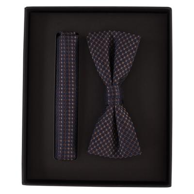 Fliege VENTI "VENTI Set aus Fliege und Einstecktuch gemustert", Herren, blau (dunkelblau), 100% Seide, Fliegen