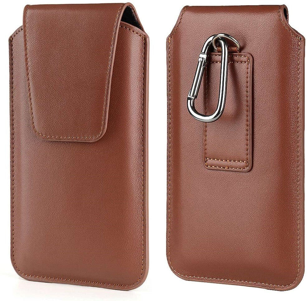 INCOVER Universal Læder Etui til Mobil m. Karabinhage - Brun (Maks Mobil: 170 x 85mm)
