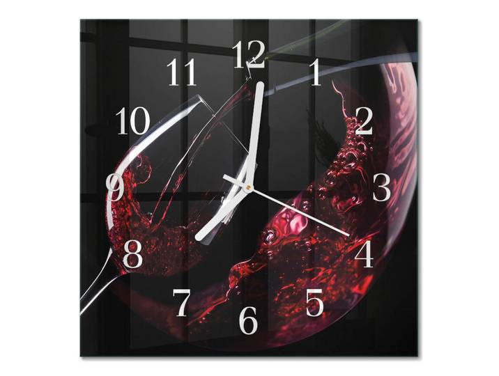 Tulup Wanduhr 30x30 cm - Wein, Rot, Glas, Quadratisch, 30x30x0.4 cm, Dekoration, Uhren, Wanduhren