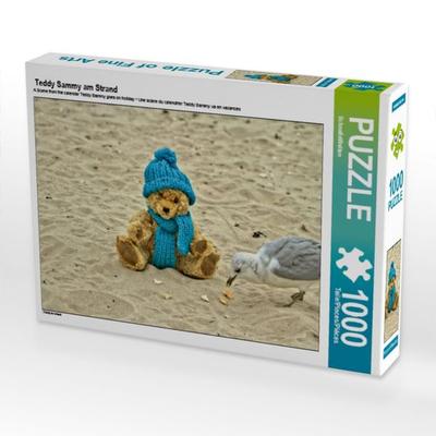 CALVENDO Puzzle Teddy Sammy am Strand | 1000 Teile Lege-Größe 64x48cm Foto-Puzzle für glückliche Stunden