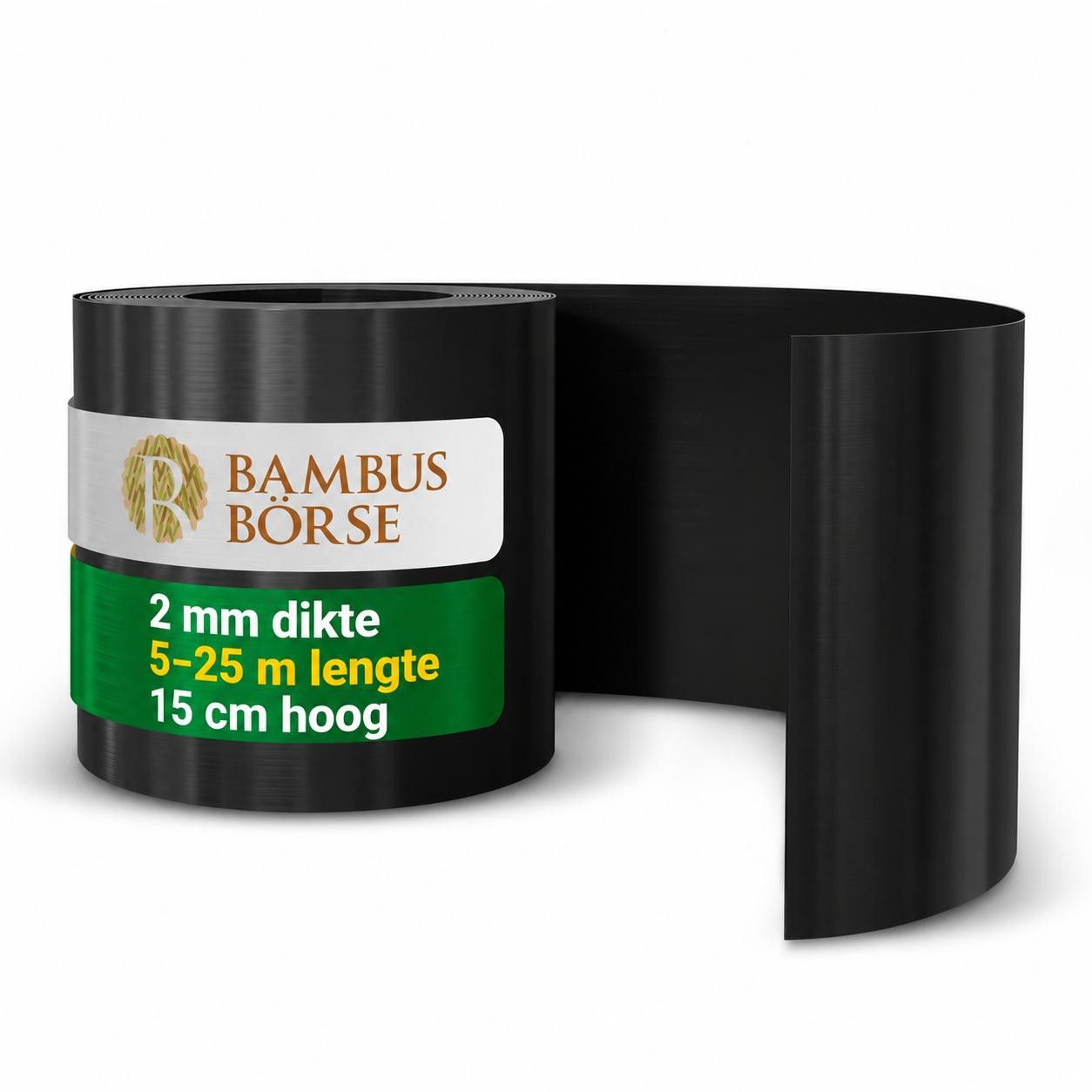 Bambusbörse Gazonafboording en borderrand van HDPE, 10 m x 15 cm, 2 mm dik