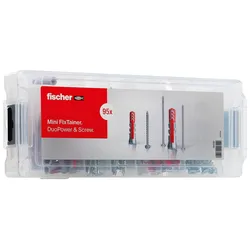 fischer Mini FixTainer - DuoPower + Schrauben Dübel- und Schrauben-Sortiment 95 Stück