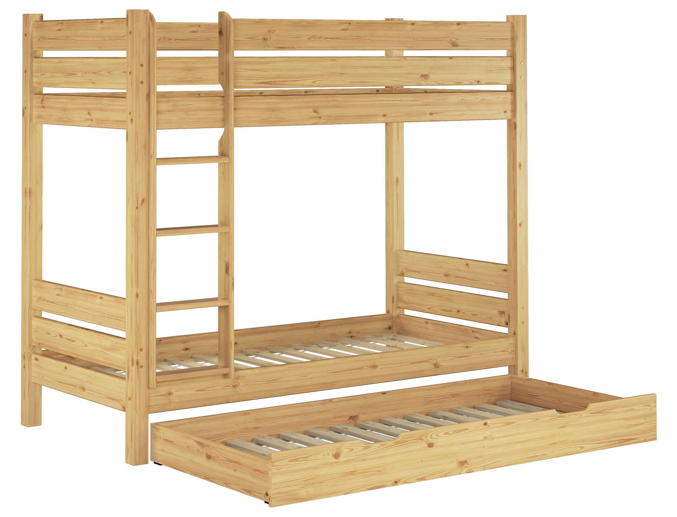 Etagenbett extra robust 90x200 Nische 100 Stockbett Zubehör wählbar Kiefer massiv V-60.16-09Rollrost und Gästebettkasten inkl.