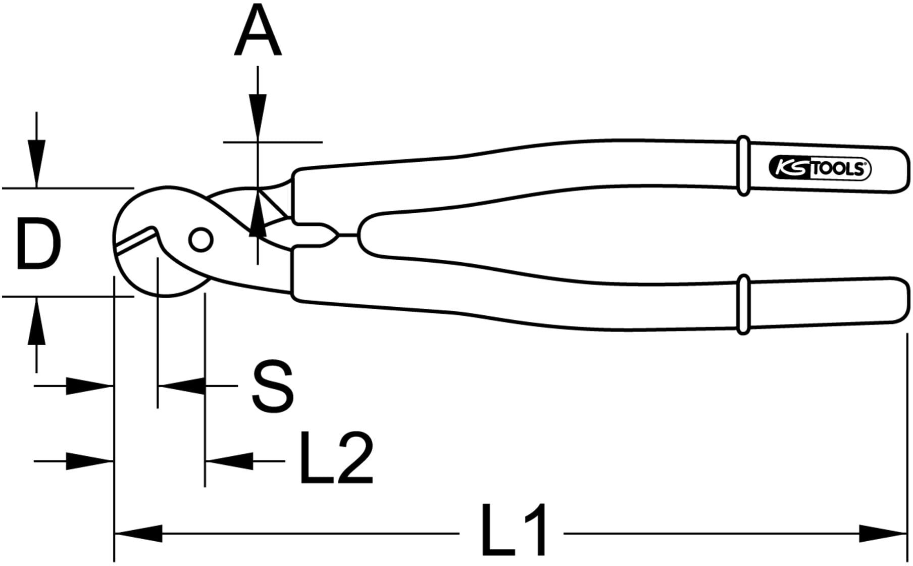 KS Tools Isolierte Drahtseil-Kabelschere, 600 mm, Schneidenlänge 17 mm (117.1266)