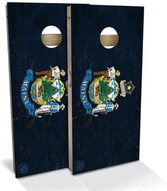 Skip's Garage Maine Flag Outdoor Cornhole Board Set