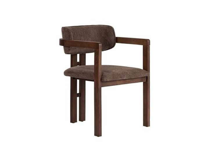 Stilvoller Stuhl aus Buchenholz, Braun & Dunkles Walnuss, 54 x 76 x 54 cm leicht zu reinigendes Polyester-Chenille-Gewebe, 5 cm Schaumstoffkissen perfekt für Zuhause & Büro, Elegantes Design