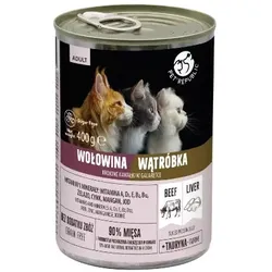 PetRepublic Alleinfutter-Nassfutter für Katzen mit Rindfleisch und Leber in Gelee 400g