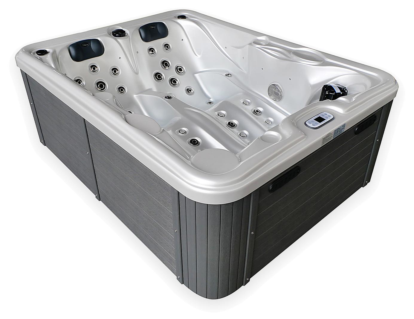 TroniTechnik BOTTARO, 210x160 cm Outdoorwhirlpool mit Heizung, Farblicht, Massagedüsen und robuster Sanitäracryl-Wanne