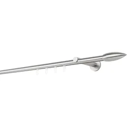 Ondeco Gardinenstange auf Maß Innenlauf 20mm Patrone 1-lauf  Wandträger 12cm Gleiter Farbe: Edelstahl-Optik, Größe: 100cm