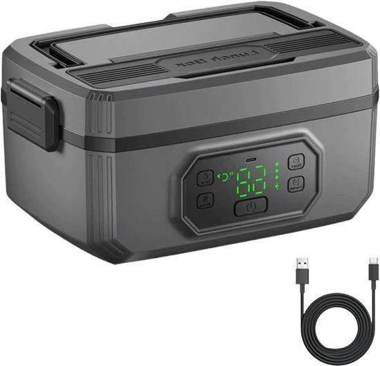 GDWD Elektrische lunchbox met ingebouwde accu - Verwarmde voedselbox - Zwart - 1,2 liter