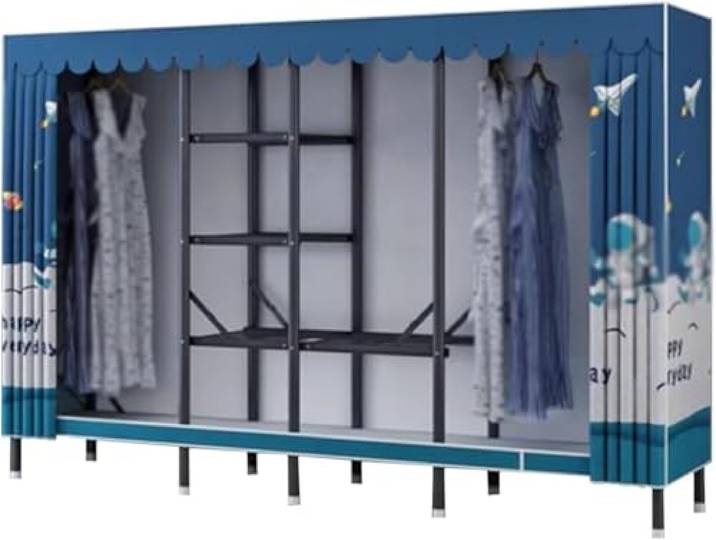 Tragbarer Stahlrahmen-Kleiderschrank, Schlafsaal, Schlafzimmer(D,190cm)