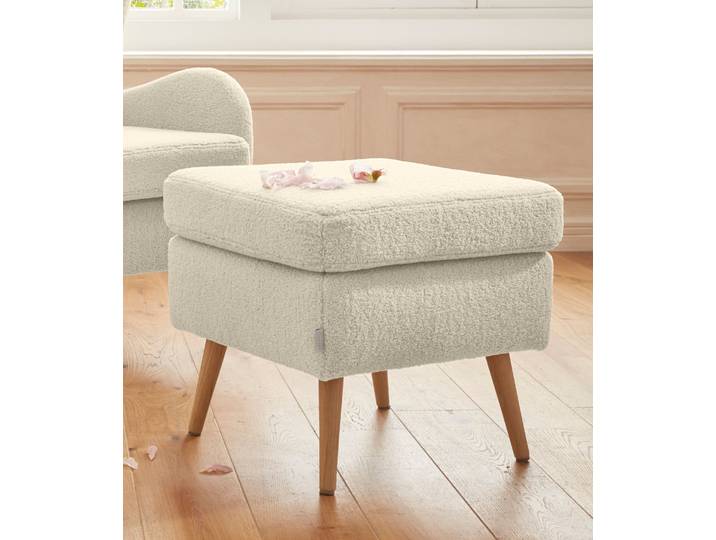 Hocker GOODPRODUCT Salla , beige (creme), B:58cm H:49cm T:58cm, Samtcord (92% Polyester 8% Polyamid);Struktur (100% Polyester);Struktur Hahnentritt (100% Polyester);Struktur fein (100% POlyester);Samtoptik (100% Polyester);Fellimitat (100%Polyester), Hocker, Hocker, Bezug auch in Luxus-Microfaser in Teddyfelloptik