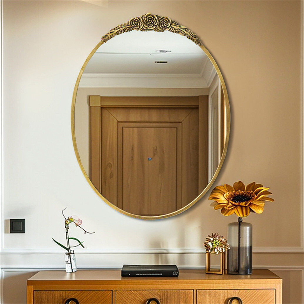 Rosdorf Park Christa Oval Mirror Antique Brass 80.5cm x 60cm