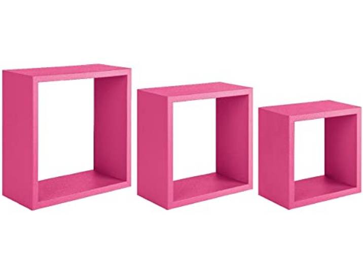 Homemania HOMSAN_068 Regal Incubo Wanddekoration, Schlafzimmer, Büro-MDF, Fuchsia, 35 x 35 x 15,5/30 x 30 x 15,5/25 x 25 x 15,5 cm