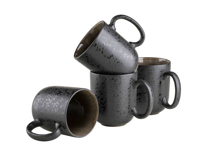 MÄSER Kaffeebecher-Set Niara Schwarz/grau Steinzeug 4 Stk - Kaffeebecher-Set
